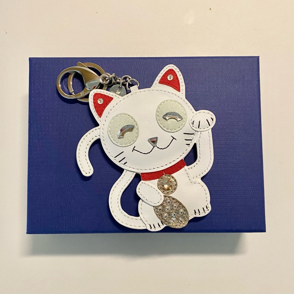 New - Swarovski lucky cat bag charm